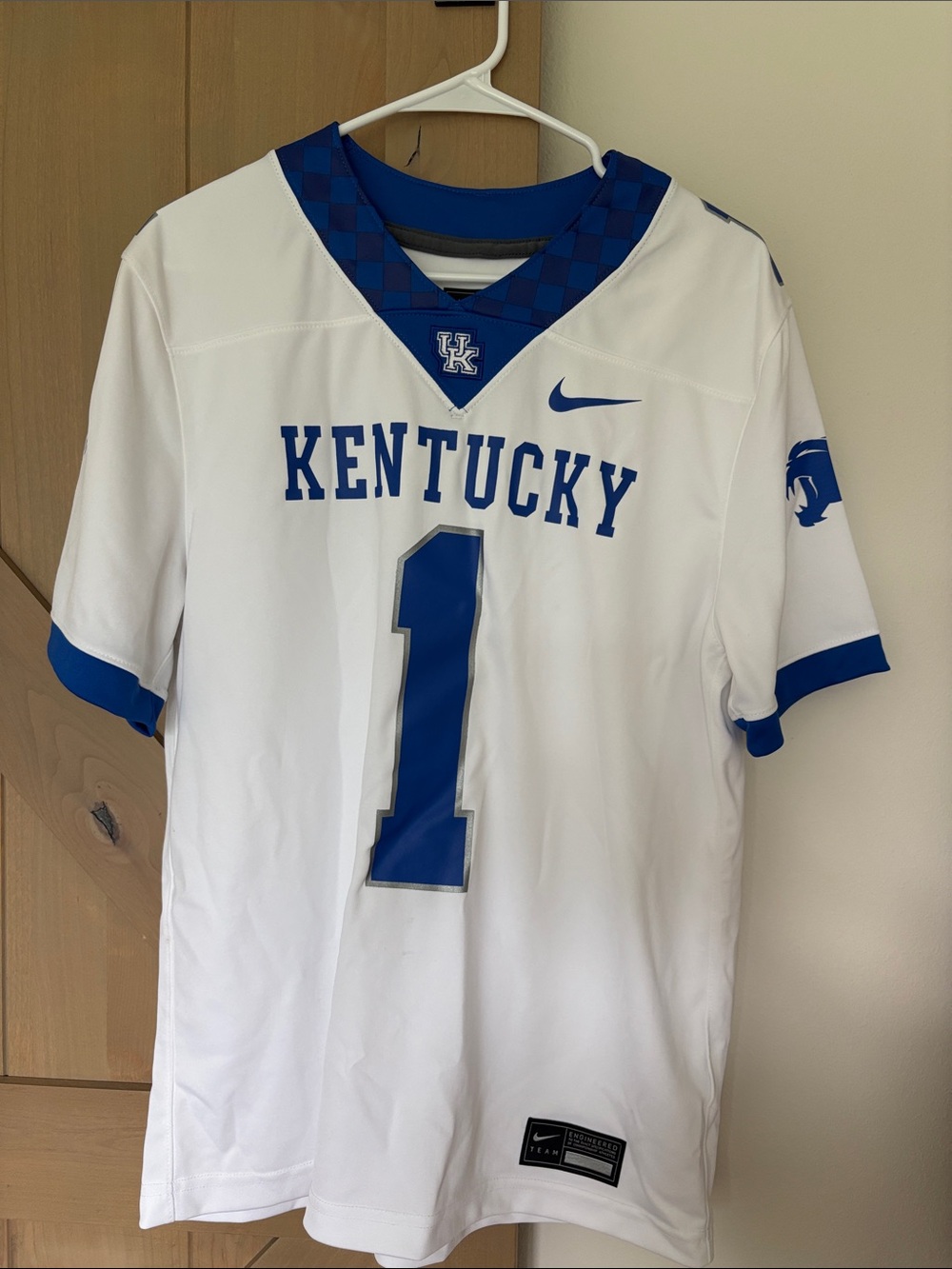Nike White and Blue Kentucky Football Jersey - #1